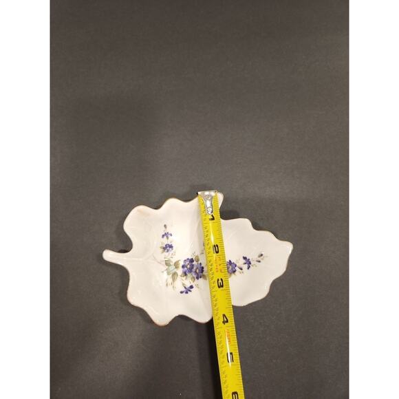 *Hand Painted Vintage Lefton China Purple Flower Leaf Candy/Nut Dish - Picture 11 of 12